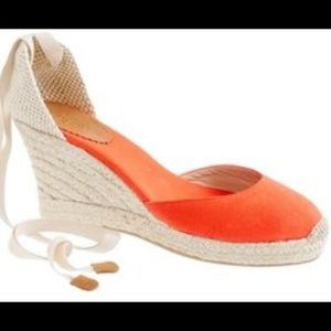 J.Crew Sardinia Canvas Espadrille Wedge Modern Red